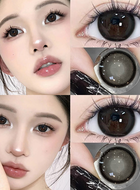 买一副送一副黑色美瞳半年抛小大直径自然学生婚礼年抛隐形眼镜qb