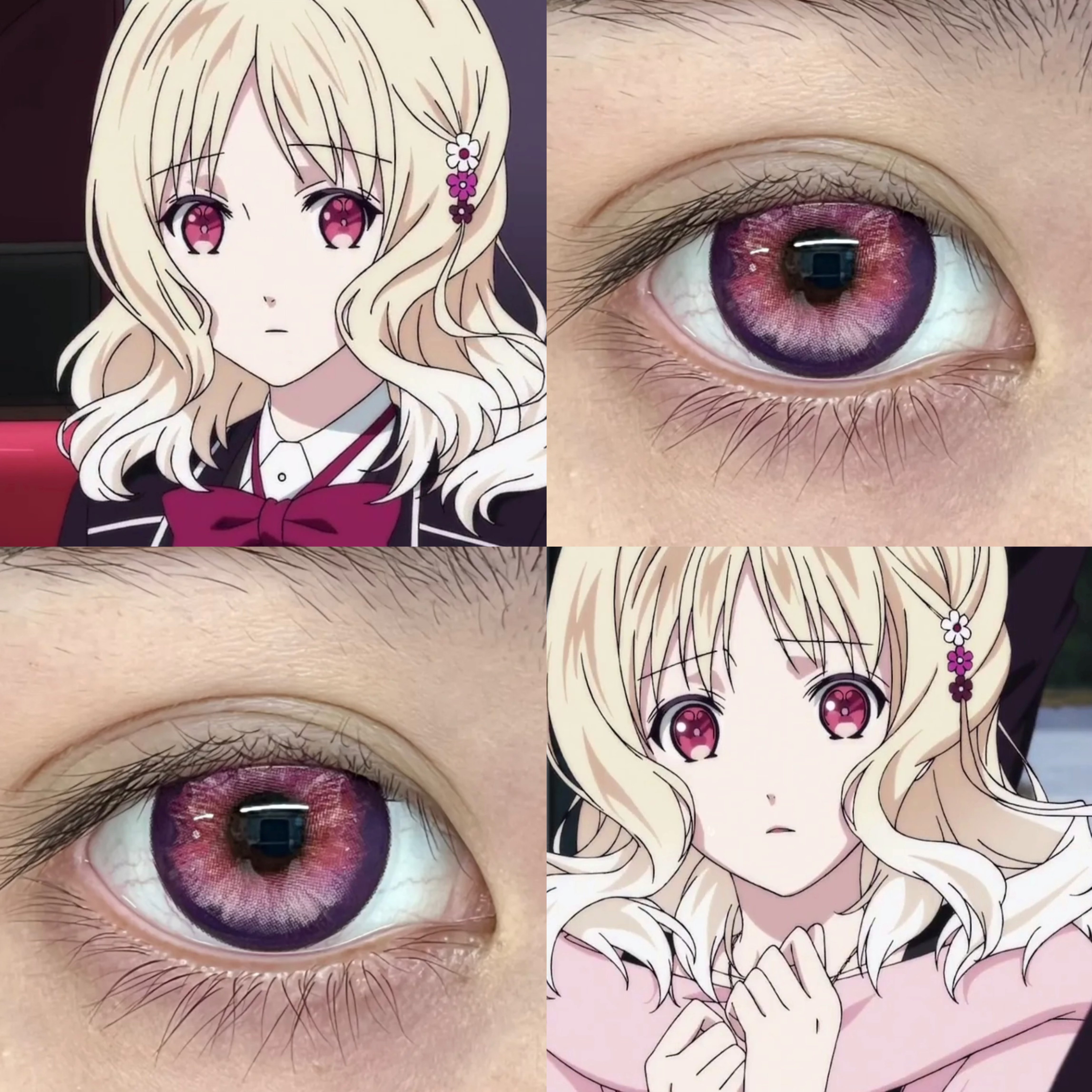 小森唯美瞳cos日抛粉色魔鬼恋人超能粉千本樱亚里亚美奈久粉贺JA