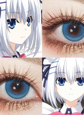 鸢一折纸cos美瞳约会大作战水灵珠魔女幻蓝新月池蓝灰蓝色日贺JA