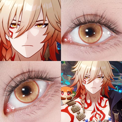 万敌cos美瞳崩坏星穹铁道金黄色金色闪光金牡丹时空金显色正品dn