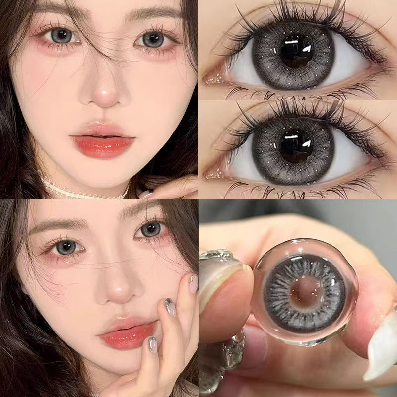 灰色美瞳半年抛大小直径亚裔轻混血彩色隐形近视眼镜官方正品TF