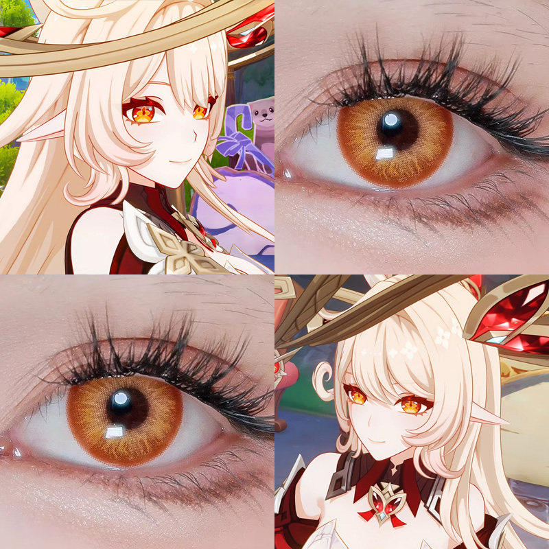 原神艾莉丝COS美瞳金龙曜日花苦橙加州橙光红灵梦魇光晕棕显婷Ja