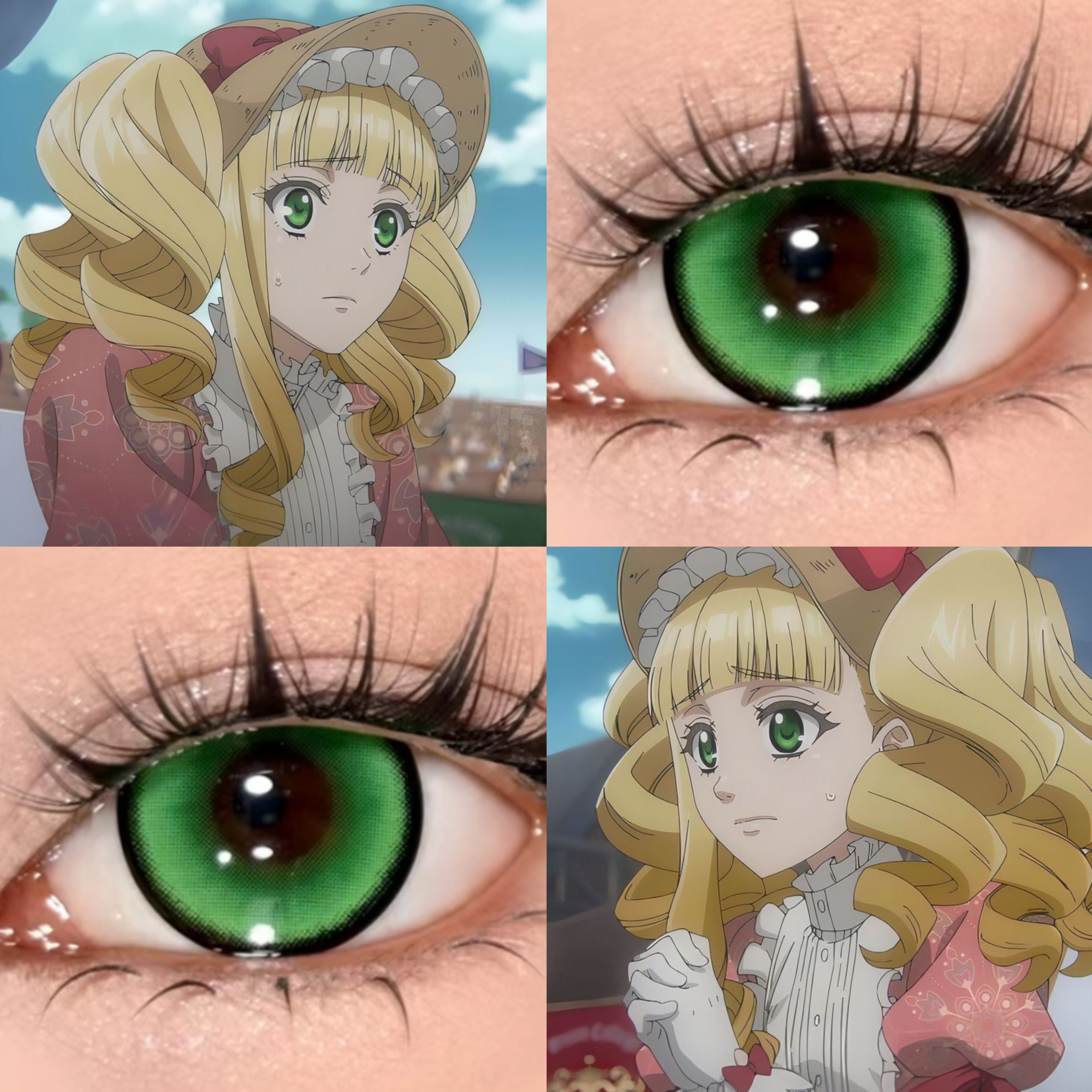 黑执事的伊丽莎白cos美瞳绿色日抛黑锁边重生绿跃动心跳绿显色gt