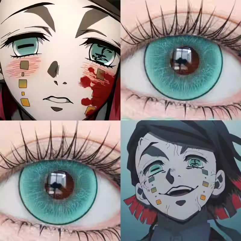 魇梦cos美瞳日半年抛鬼灭之刃薄暮冰湖青玉琉璃鬼灭蓝清落玉宜gt