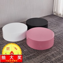 圆形木烤漆展示台网红直播地台主播脚踩台子服装店站模特底座墩子