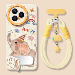 新款适用于小米civi5pro手机壳高级感全包防摔CIVI4可爱卡通小象3/2镜子支架挂绳1S散热外壳MIX4后盖保护套女