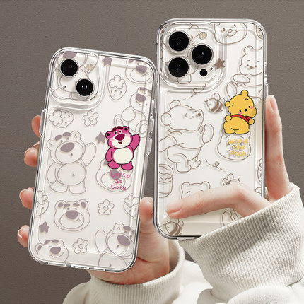 适用opporeno15pro手机壳新款女findx9高级软硅胶RENO14/13/12/11散热x8/x7ultra透明10pro+维尼熊x6保护套