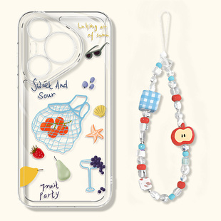 新款适用于华为pura80手机壳高级感女80pro+卡通水果70ultra带挂绳手链70proplus透明软壳硅胶p60全包p50后盖