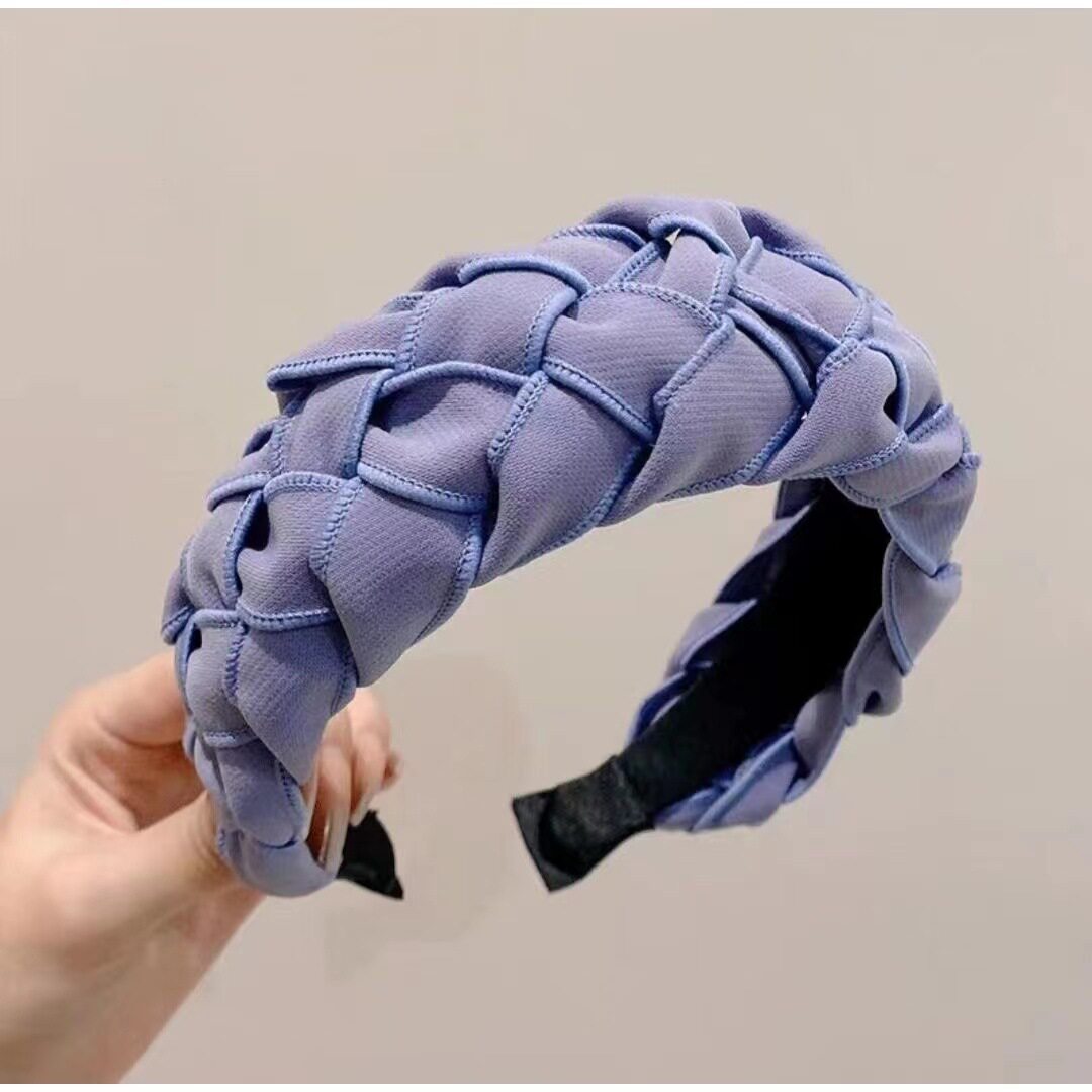 麻花辫子布艺宽边发箍日韩新款交叉气质名媛压发头箍高级感手工发