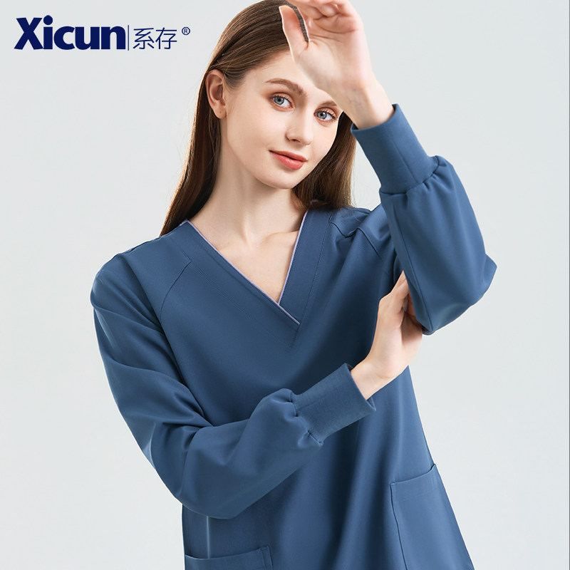 系存洗手衣女秋冬长袖手术服手术室刷手衣口腔医生护士工作服弹力