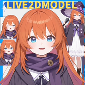 live2d虚拟主播成品公皮女紫色魔女抖音直播虚拟形象设计虚拟主播