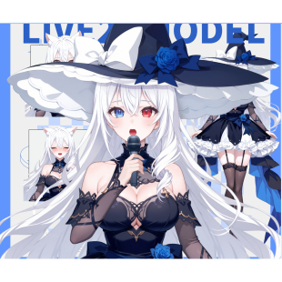 live2d虚拟主播成品白发优雅魔女皮套直播虚拟形象设计虚拟主播