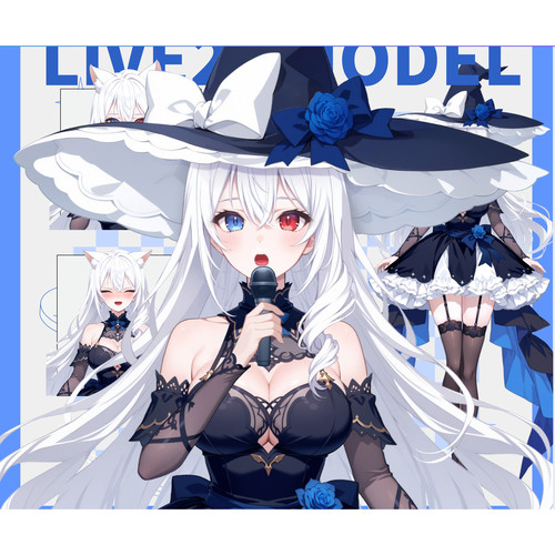 live2d虚拟主播成品白发优雅魔女皮套直播虚拟形象设计虚拟主播