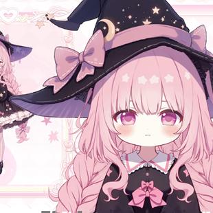live2d虚拟主播成品粉发小魔女皮套直播虚拟形象设计虚拟主播