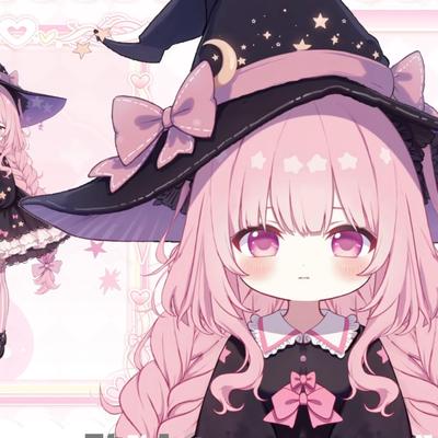 live2d虚拟主播成品粉发小魔女皮套直播虚拟形象设计虚拟主播
