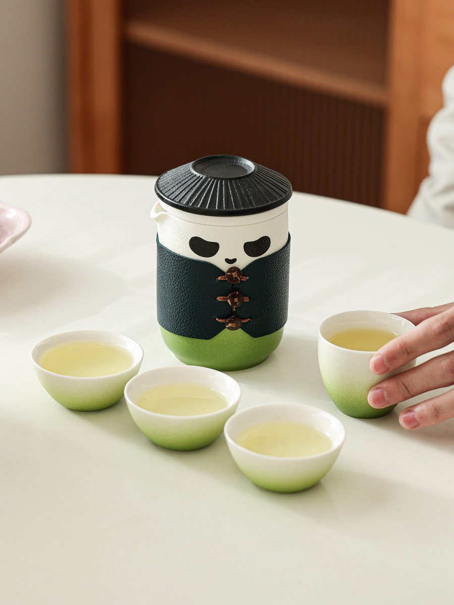 笨拙器旅行茶具便携快杯化妆品袋一壶四杯户外配套茶具
