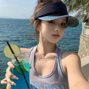 GN大檐防晒帽子女夏季 防紫外线户外遮阳帽运动帽透气鸭舌空顶帽