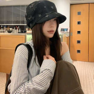 休闲百搭显脸小八角帽 星星云朵贝雷帽女秋文艺时尚 多种戴发