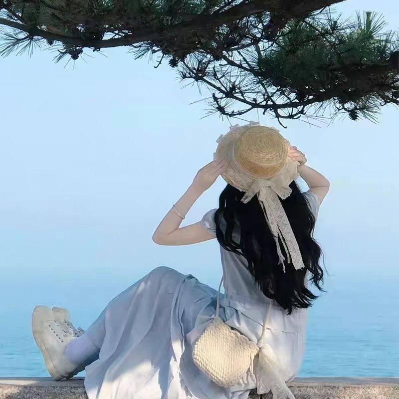 蝴蝶结草帽夏季遮阳帽子LOLITA森女系蝴蝶结百搭氛围感穿搭超出片