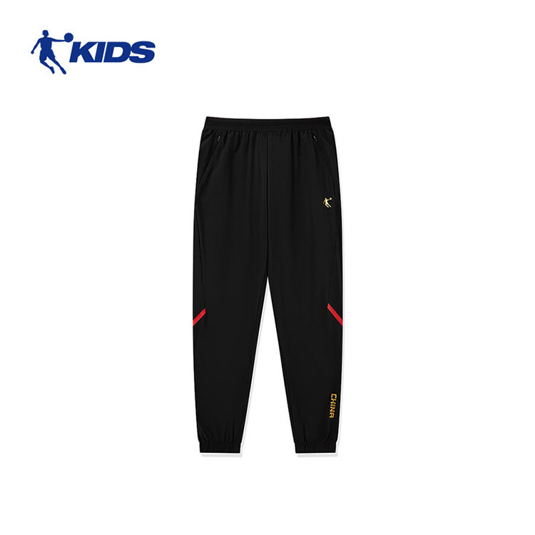 乔丹儿童运动裤子大童束脚裤夏季新速干男童梭织运动长裤t8422383
