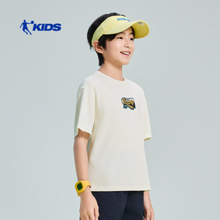 乔丹儿童短袖T恤衫2026夏季新款男童中大童透气圆领百搭休闲上衣