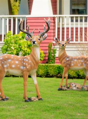 仿真梅花鹿摆件动物玻璃钢花园家居饰品公园田园庭院草坪雕塑模型