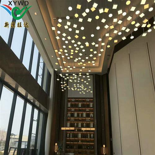 非标工程售楼部沙盘创意造型灯酒店大堂宴会厅工程方块波浪形吊灯