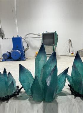 酒店商场大型透明树脂水晶雕塑定制创意抽象落地浪花艺术摆件制做