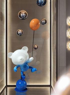 可爱气球摆件客厅装饰落地熊网红大型动物公仔卡通轻奢玻璃钢雕塑