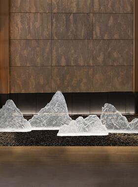 现代创意透明树脂假山雕塑摆件酒店售楼处样板间别墅软装饰工艺品