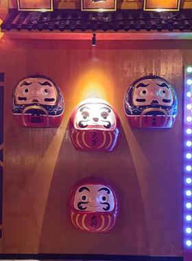 大型开运挂墙上达摩雕塑日式风格烧肉居酒屋日料店门头玻璃钢摆件