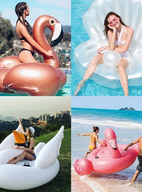 网红火烈鸟游泳圈西瓜浮排天鹅水上充气浮床儿童成人玩水玩具夏季