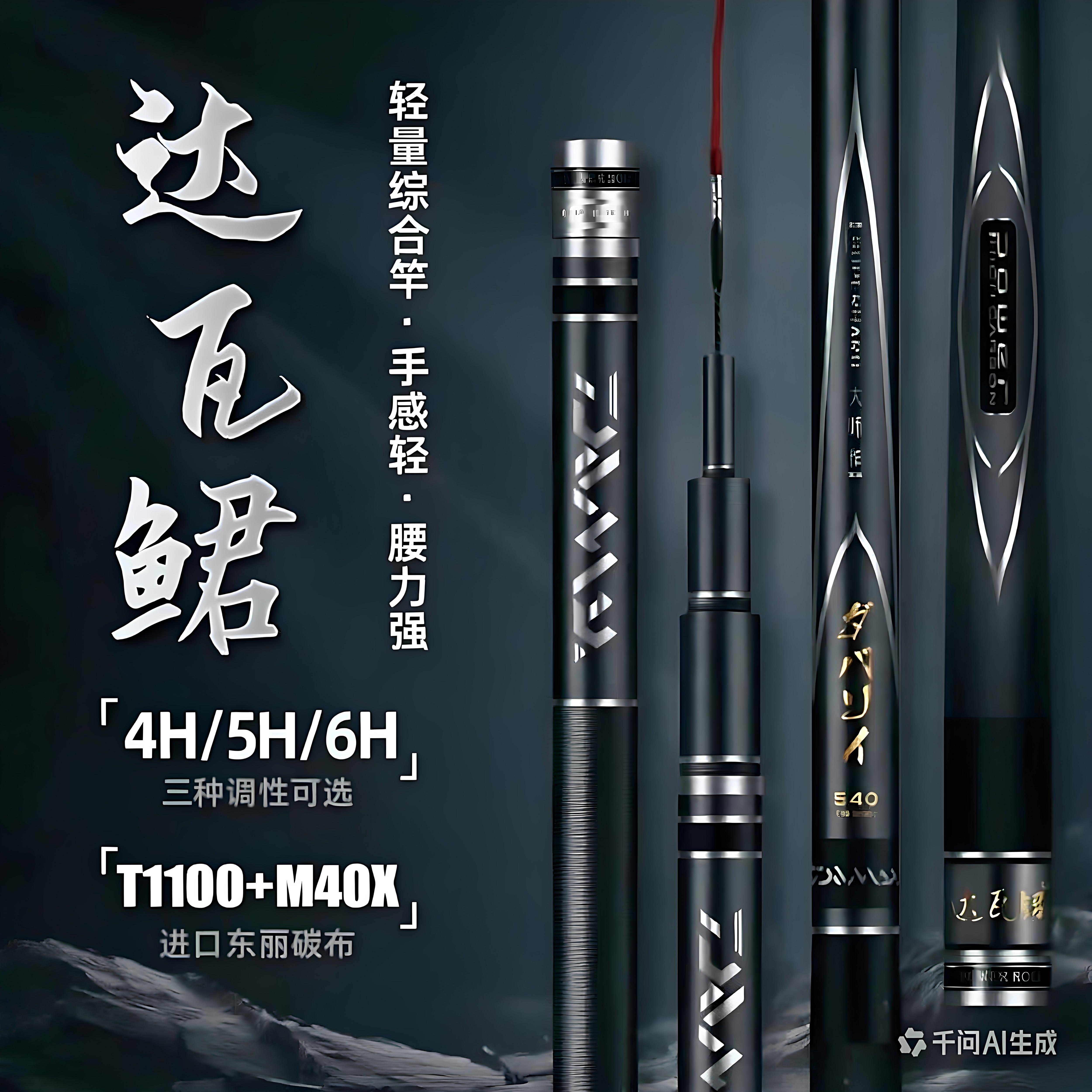 日本进口碳布达瓦鲪鱼竿手杆超轻超硬十大6h19调台钓鲢鳙鲤鲫鱼竿