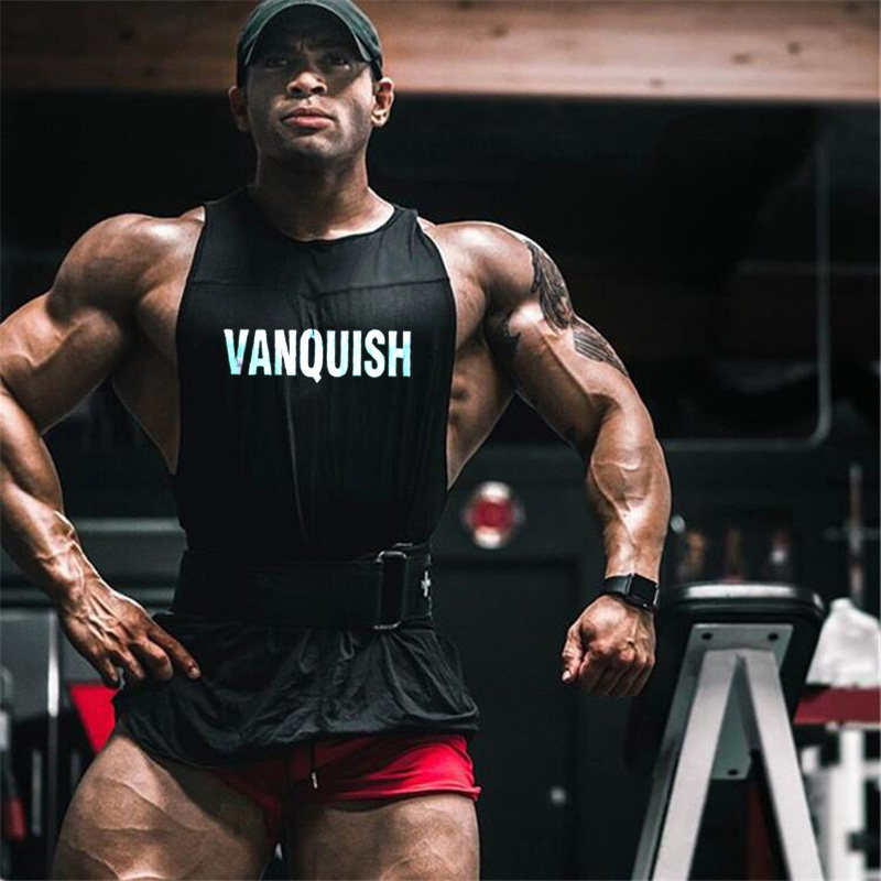 肌肉男士运动健美健身衣坎肩无袖透气弹力休闲时尚字母背心训练服