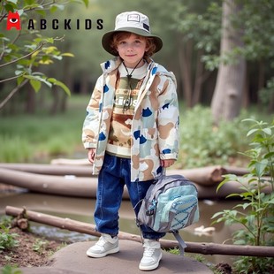 商场同款abckids童装2025冬季新款小熊男宝宝羽绒服保暖连帽外套