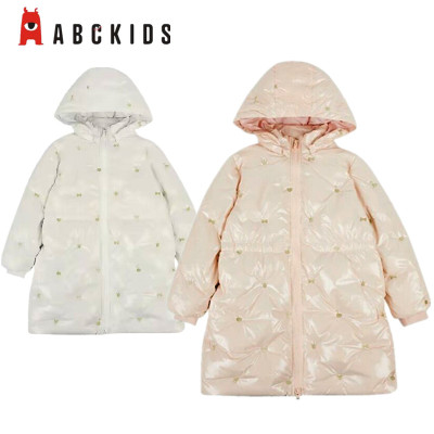 专柜同款abckids童装羽绒服女童2023新款免洗中长款洋气加厚外套