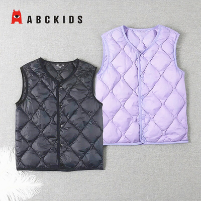 Abckids商场同款2025冬季新款儿童羽绒马甲女童加厚保暖背心外套