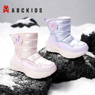 商场同款Abckids童鞋冬季儿童棉鞋女童加绒加厚保暖防水雪地靴潮
