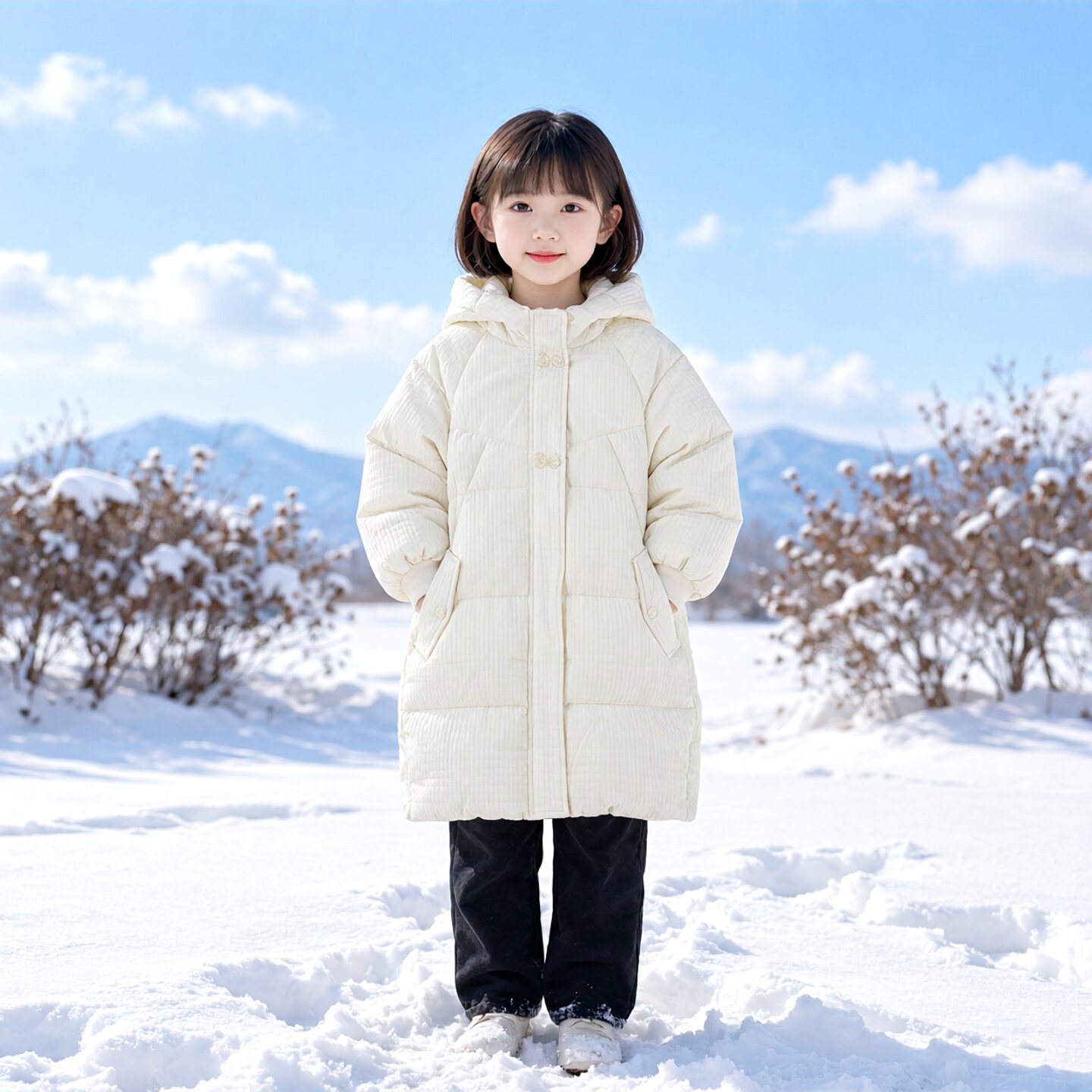 Abckids女童加厚连帽羽绒服图片