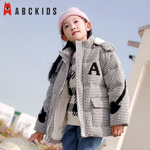 专柜正品abckids童装2025冬季新款格子加厚保暖羽绒服F351309241