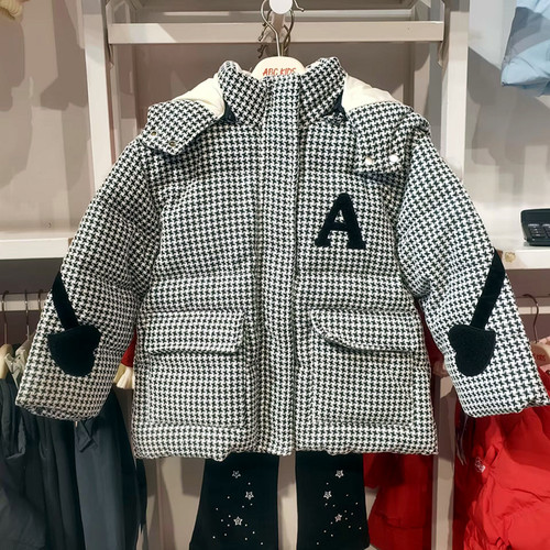 商场同款Abckids工装羽绒服女童冬季新款连帽加厚鸭绒外套