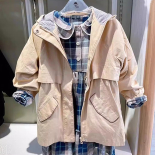 新款 春秋季 女童时尚 中长款 风衣外套 商场同款 时尚 abckids童装