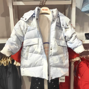 商场同款Abckids女童连帽羽绒服中长款加厚保暖外套冬季新款