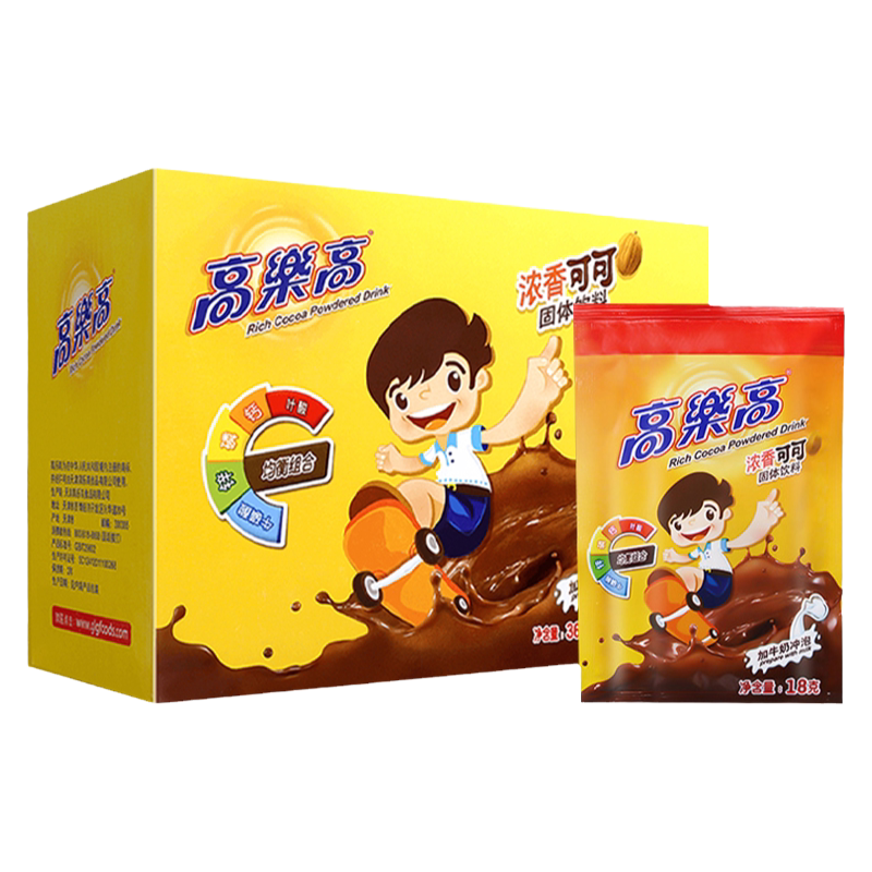 高乐高巧克力粉可可冲饮18g*20袋原味速溶烘焙牛奶茶伴侣固体饮料