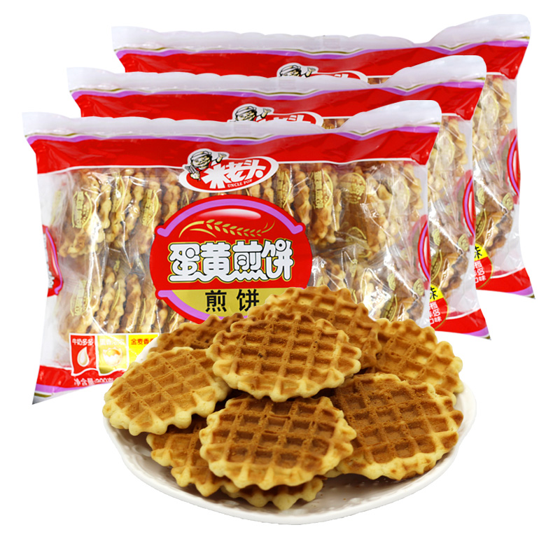 【临期清仓】米老头蛋黄煎饼鸡蛋饼干300g小吃整箱批发休闲