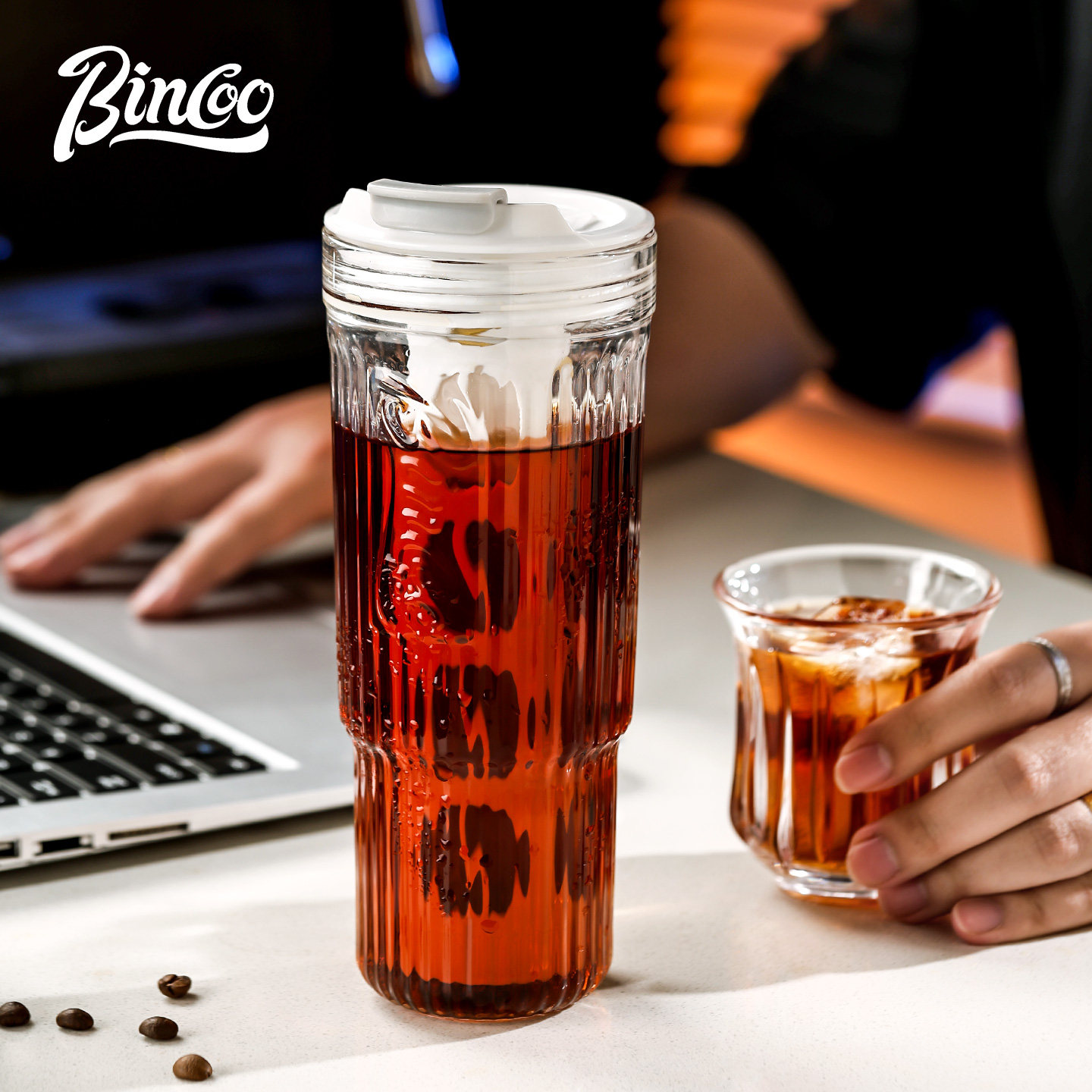 bincoo冷萃壶咖啡壶玻璃冷萃杯冷泡壶外出携带咖啡杯过滤泡茶瓶