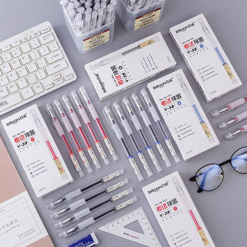 新款大容量笔百通v38简约黑色