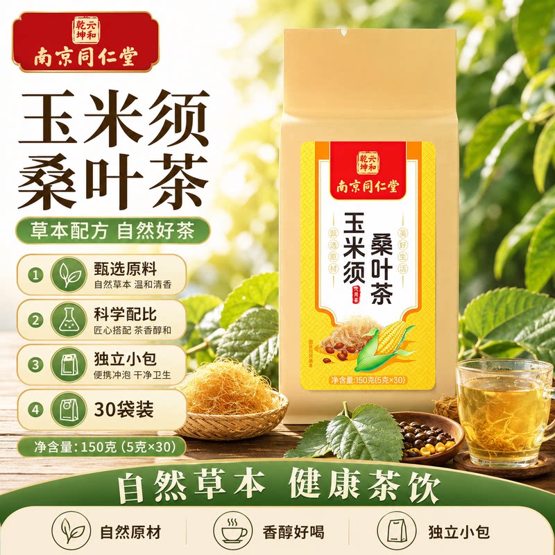 南京同仁堂玉米须桑叶茶降男女士牛蒡根三高茶血压糖尿酸养生茶包