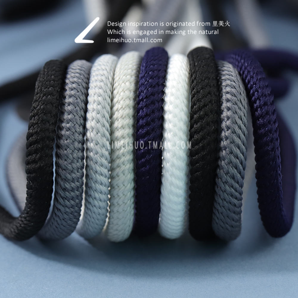 里美火鞋带适配RETRO大面包6mm粗圆形鞋带男女面包米白色黑色国潮