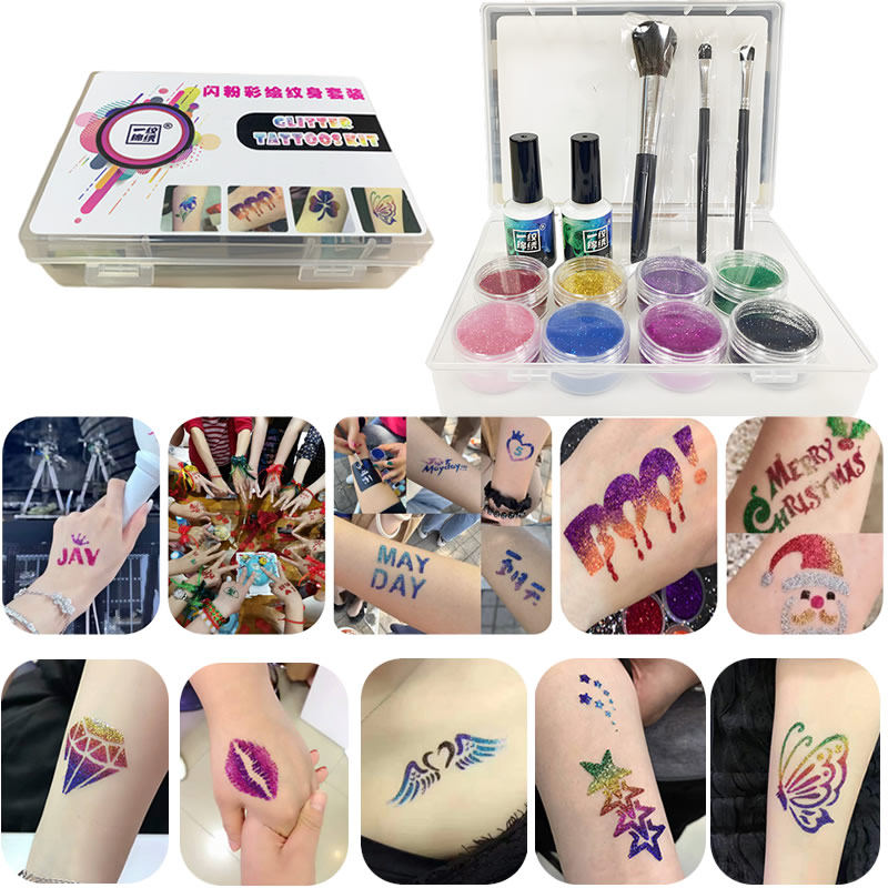 钻石闪粉彩绘暂时纹身模板精品套装演唱会应援嘉年华儿童生日派对